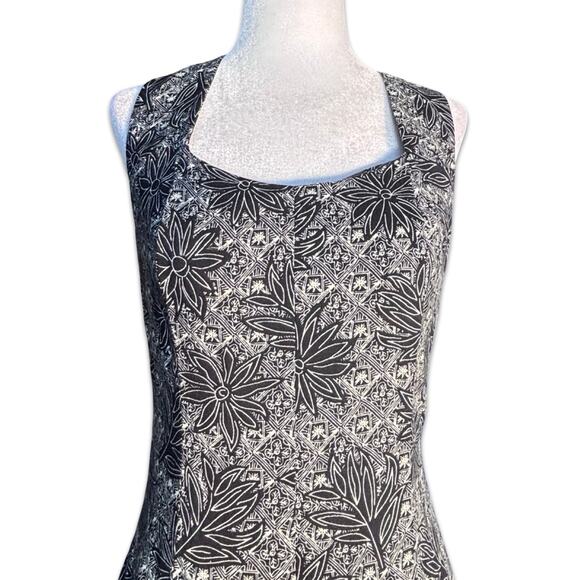 Vintage 90s All That Jazz Abstract Floral Maxi Dress Open Cross Back Black - Picture 7 of 10